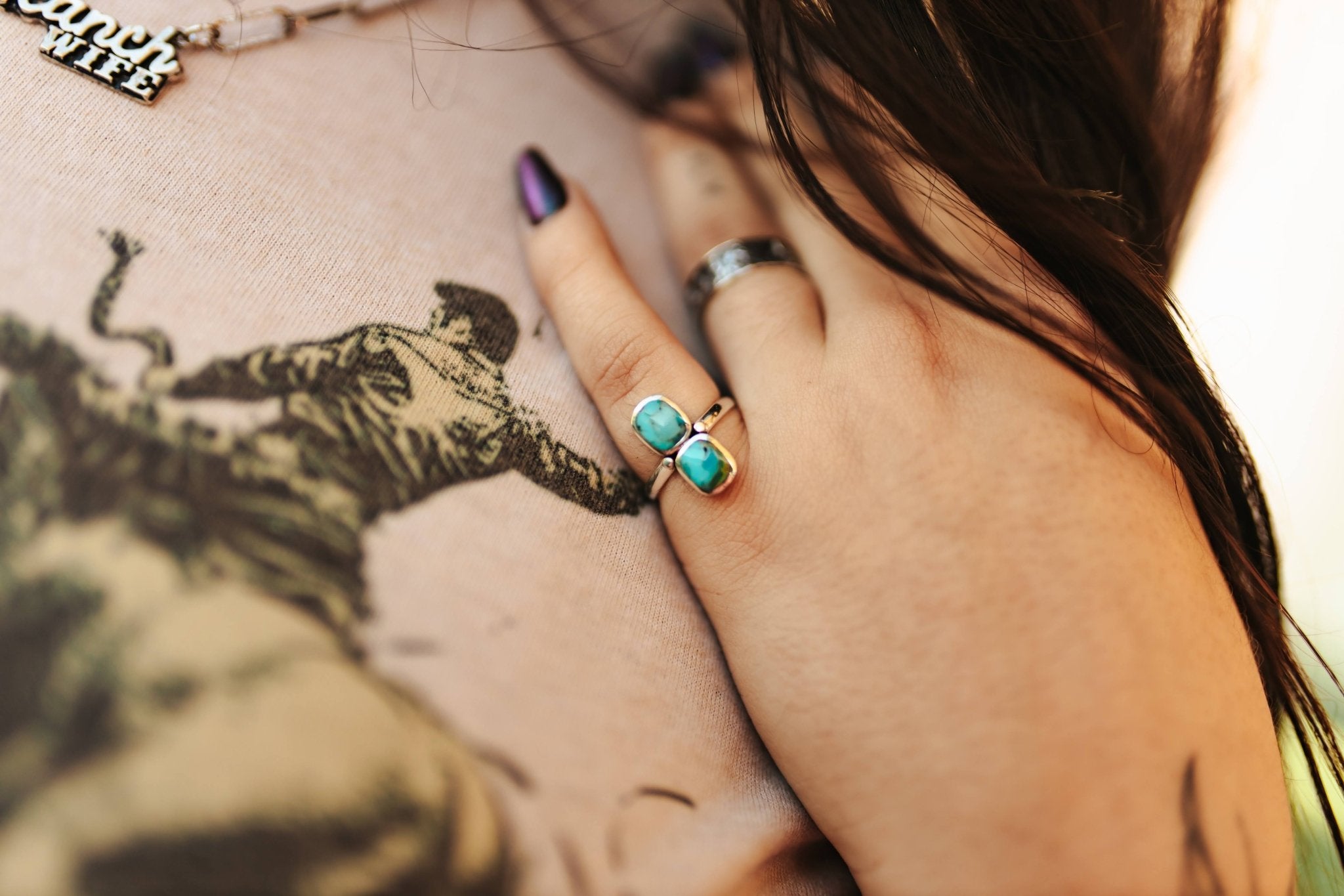 Double Turquoise Rectangle RingTurquoise6