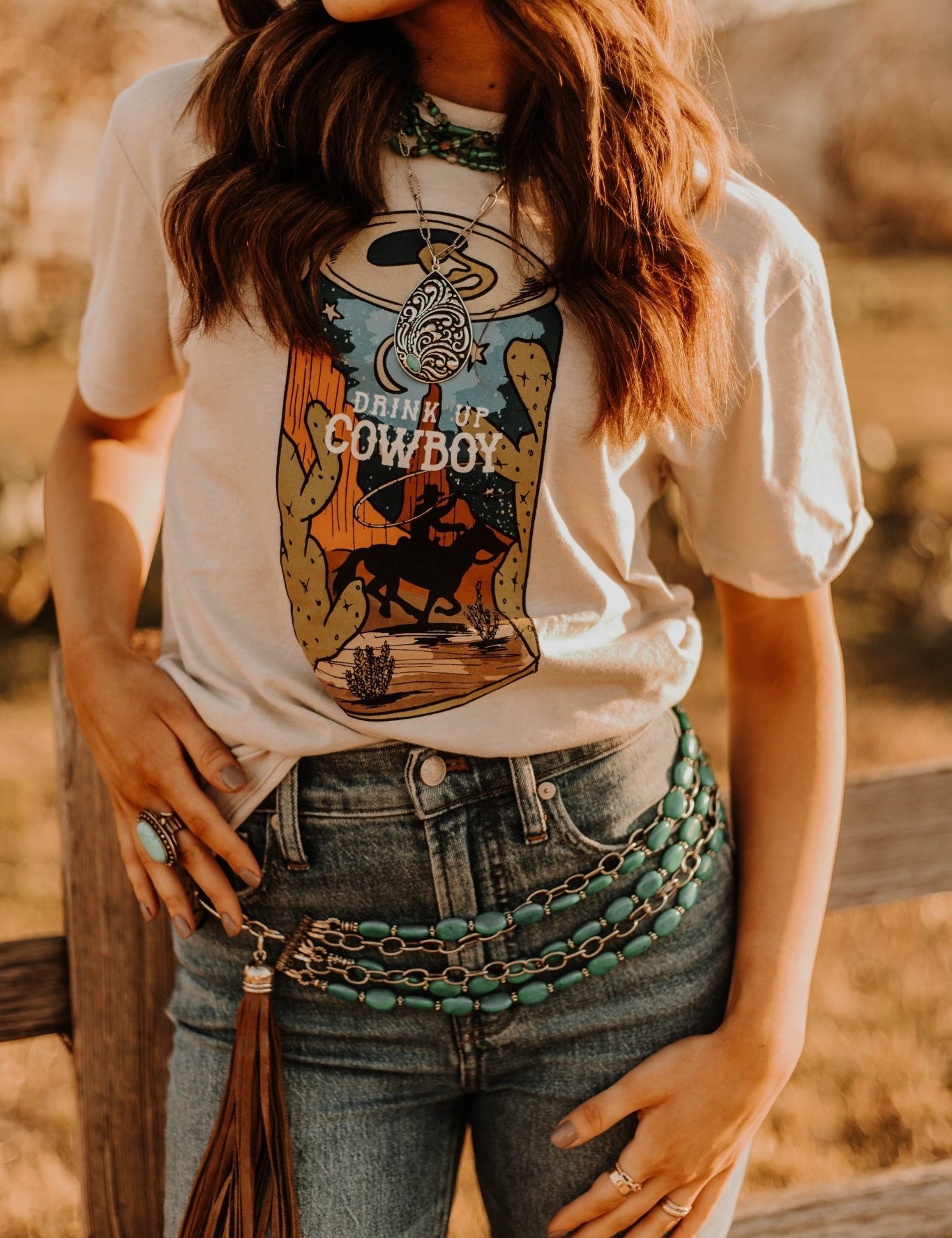 Drink Up, Cowboy Graphic TeeTanS