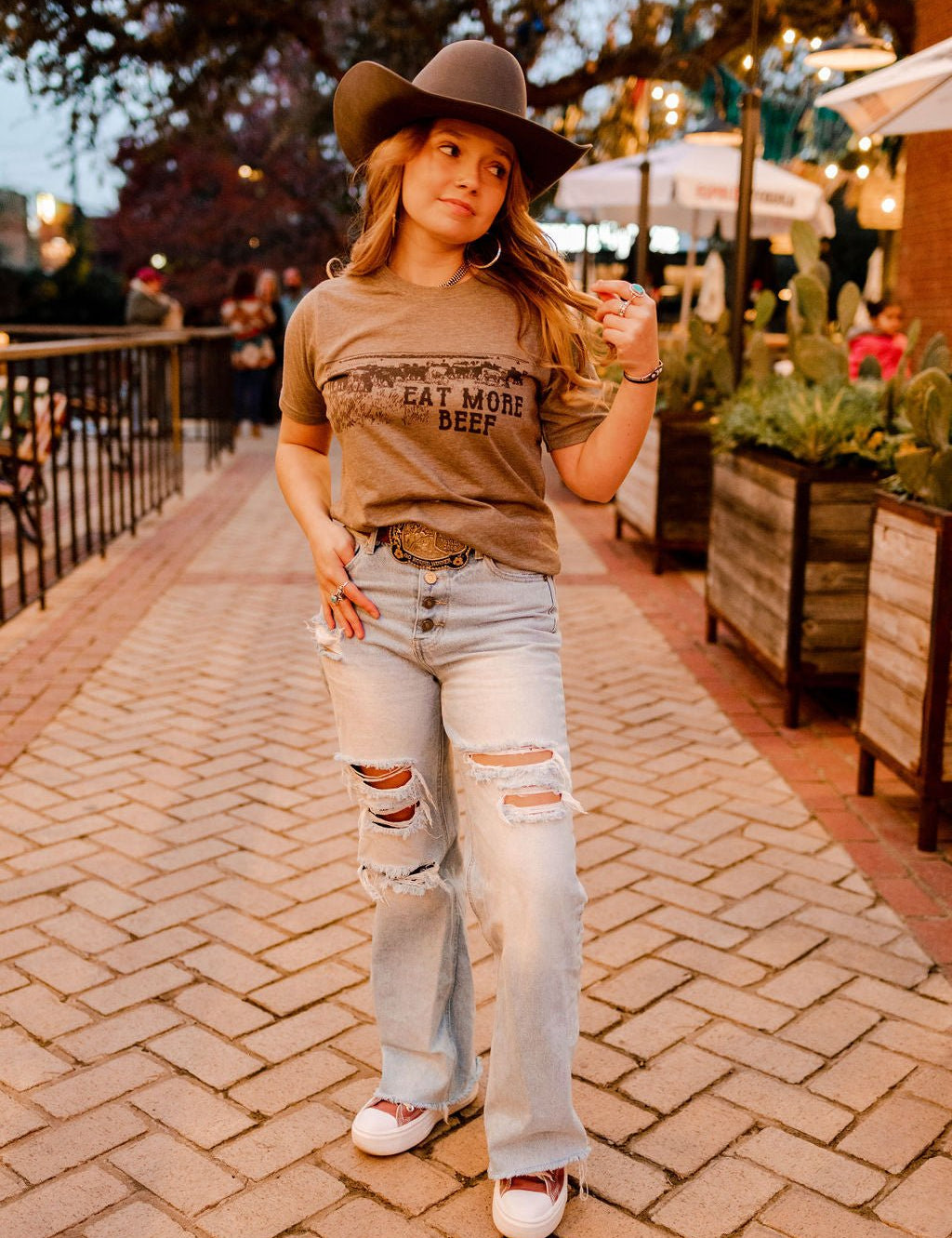 Eat More Beef Western Graphic TeeOlive AshS