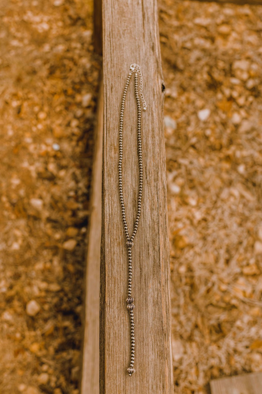 Faux Navajo Pearl Western Lariat NecklaceSilverOS