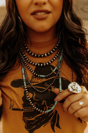 Faux Pearl and Turquoise Layered NecklaceTurquoiseOS