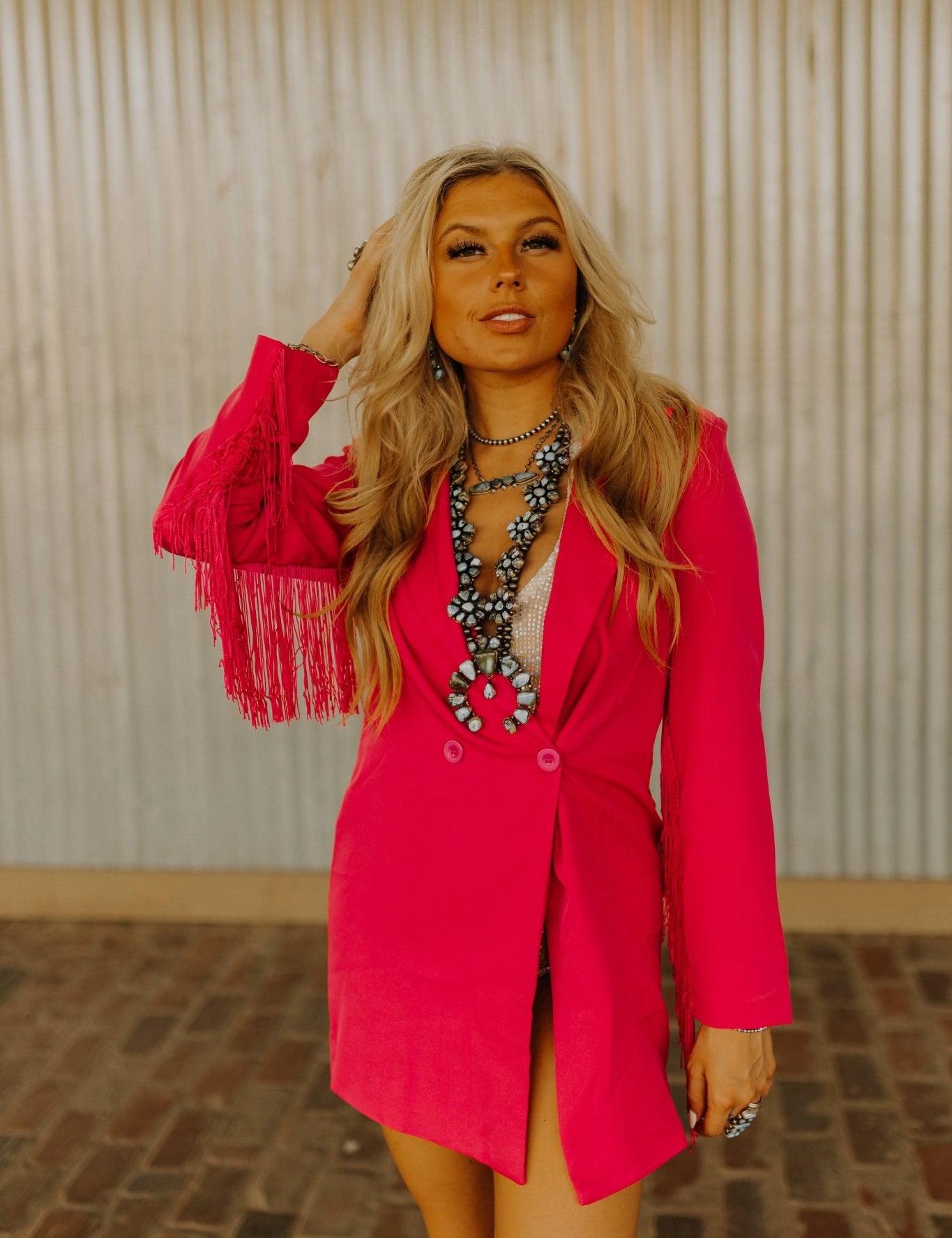 Fringe Rodeo Blazer Dress - PinkPinkS