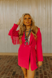 Fringe Rodeo Blazer Dress - PinkPinkS