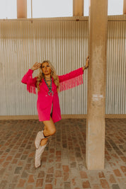 Fringe Rodeo Blazer Dress - PinkPinkS