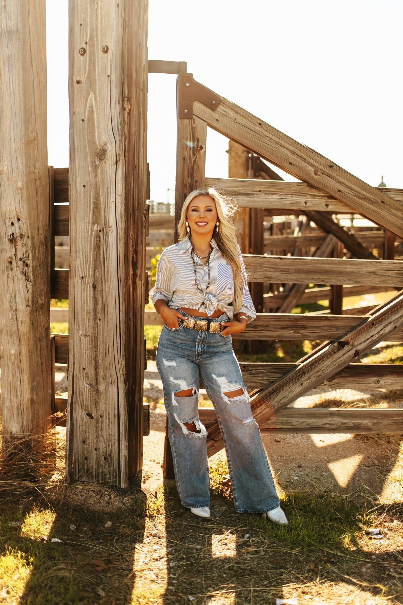 High Waisted Wide Leg Distressed JeanDenim1