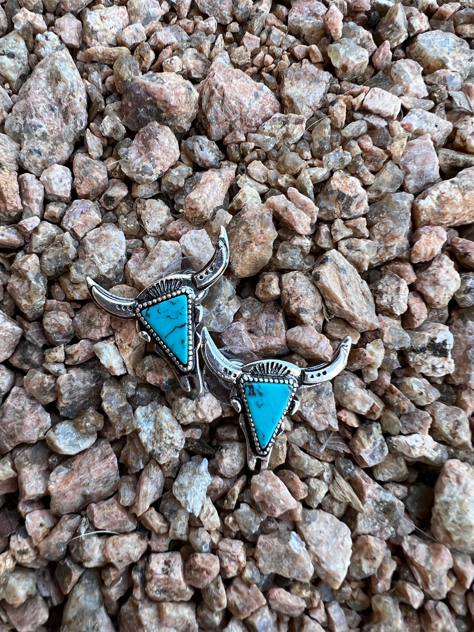 Turquoise Stone Steer Earrings