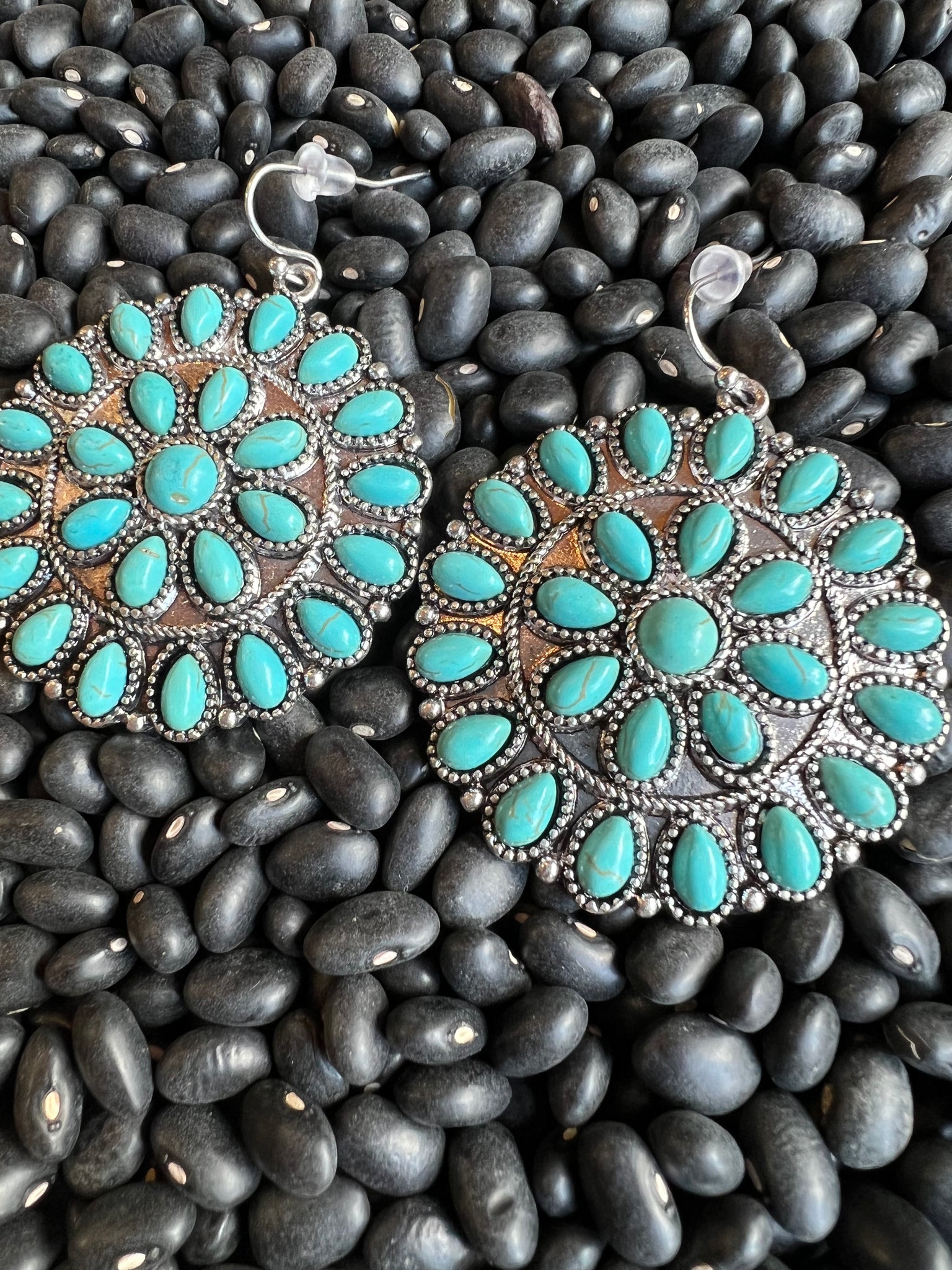 Large Turquoise Cluster Drop Earrings