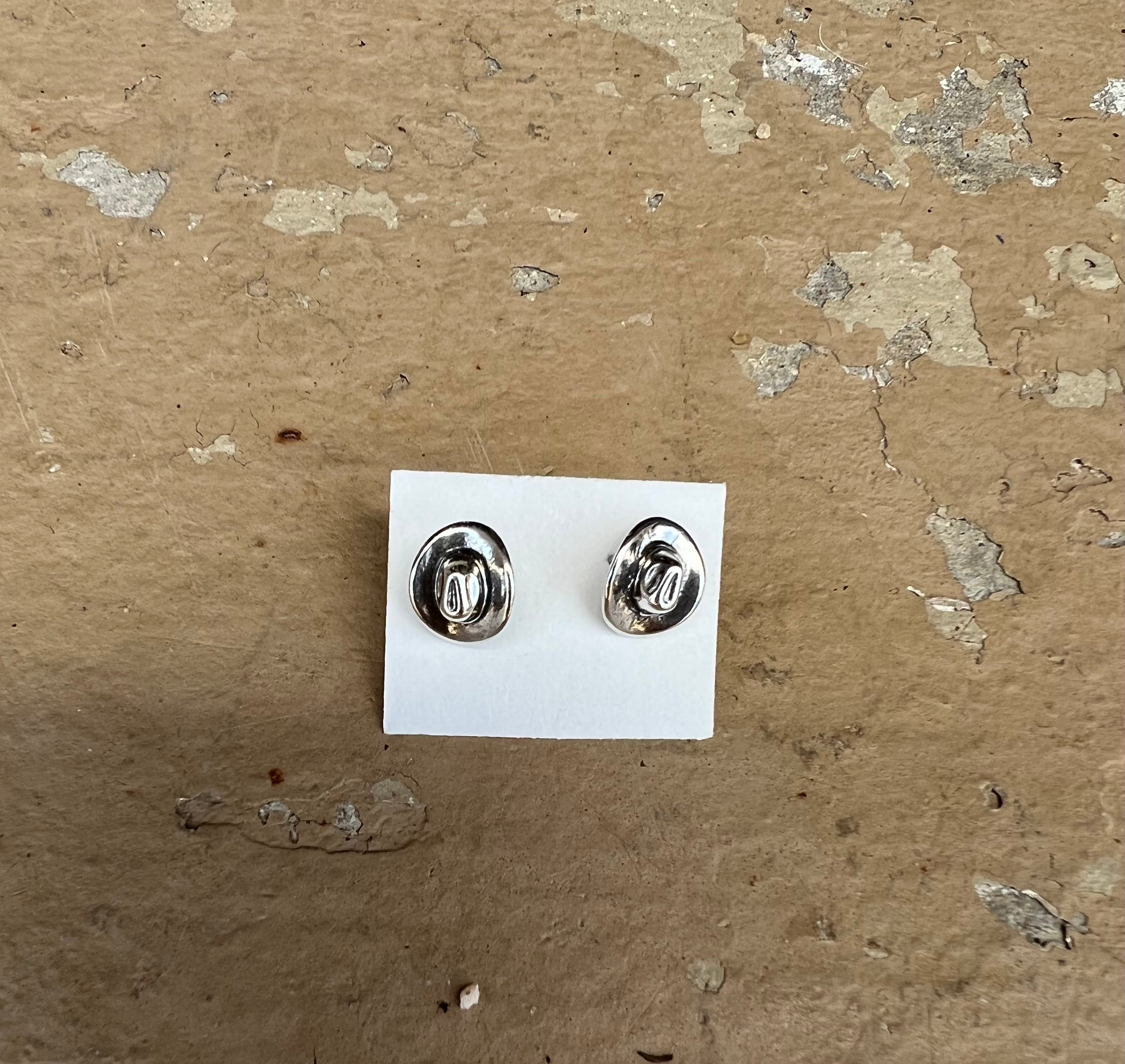 Sterling Silver Cowboy Hat Stud Earrings