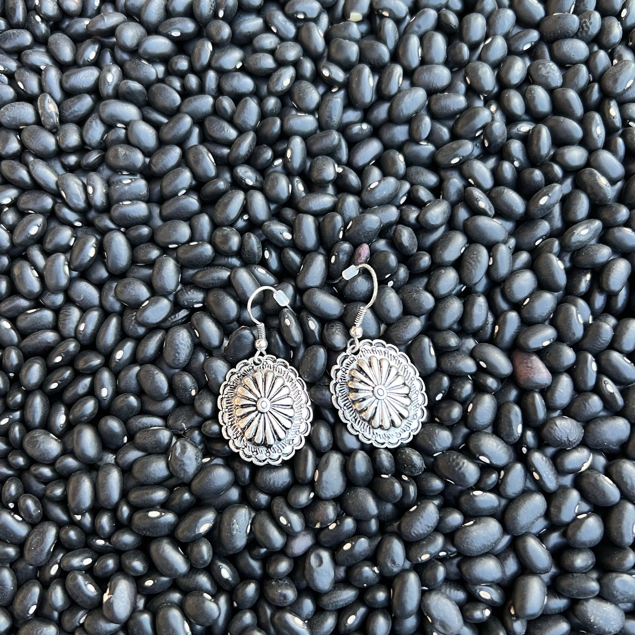 Tiny Silver Concho Earrings