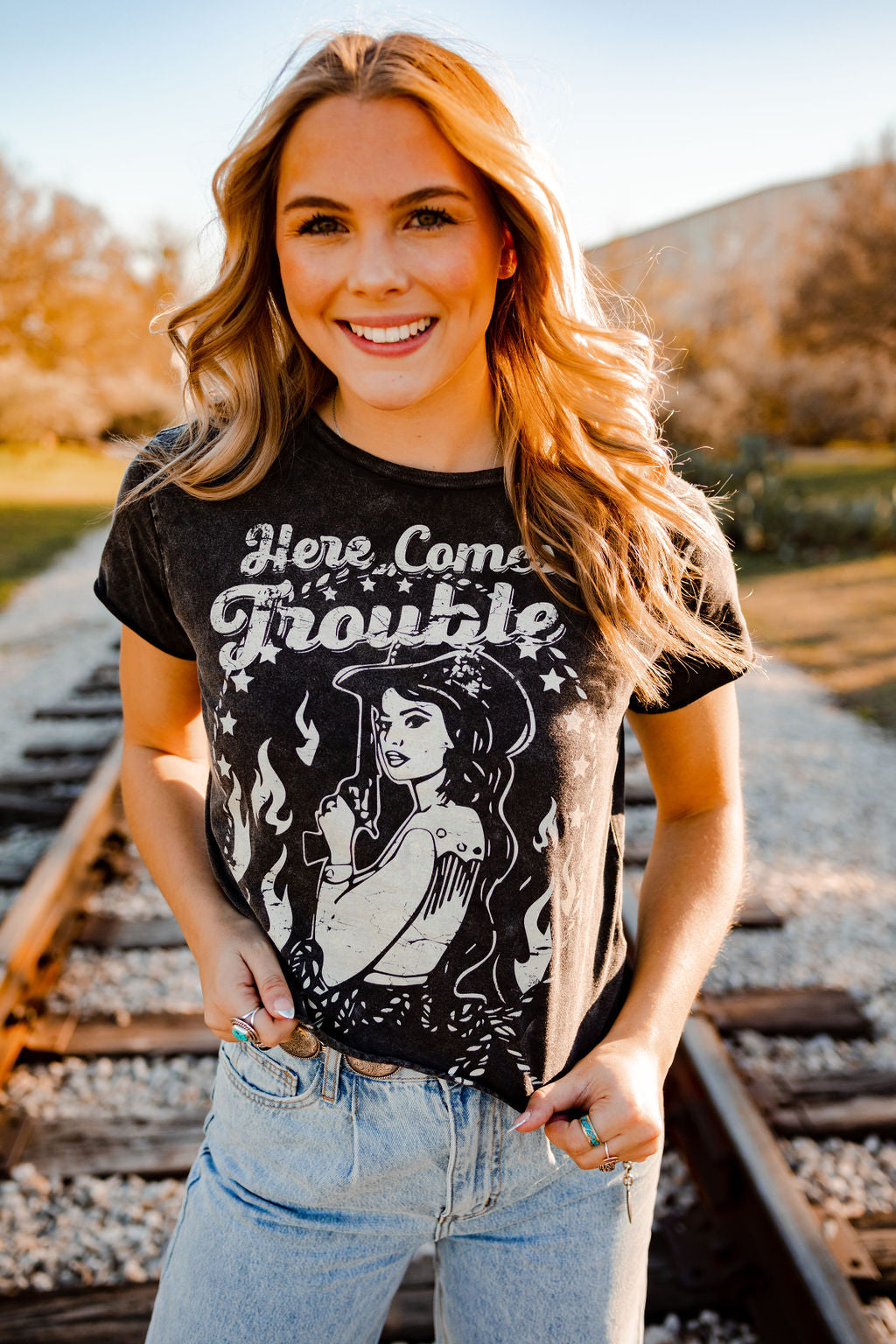 Here Comes Trouble Crop Tee
