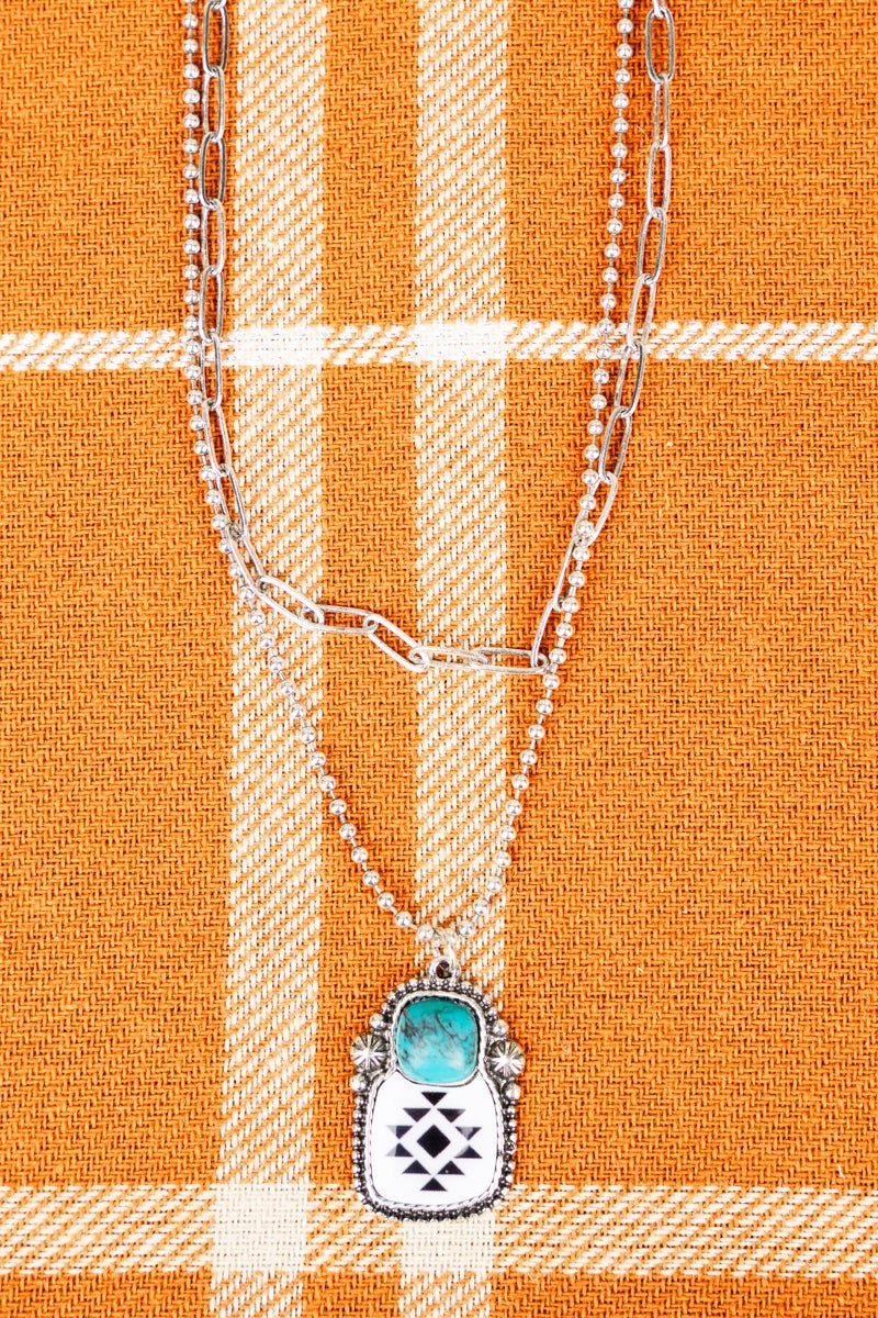 Jolene Turquoise Silvertone Layered NecklaceSilverOS