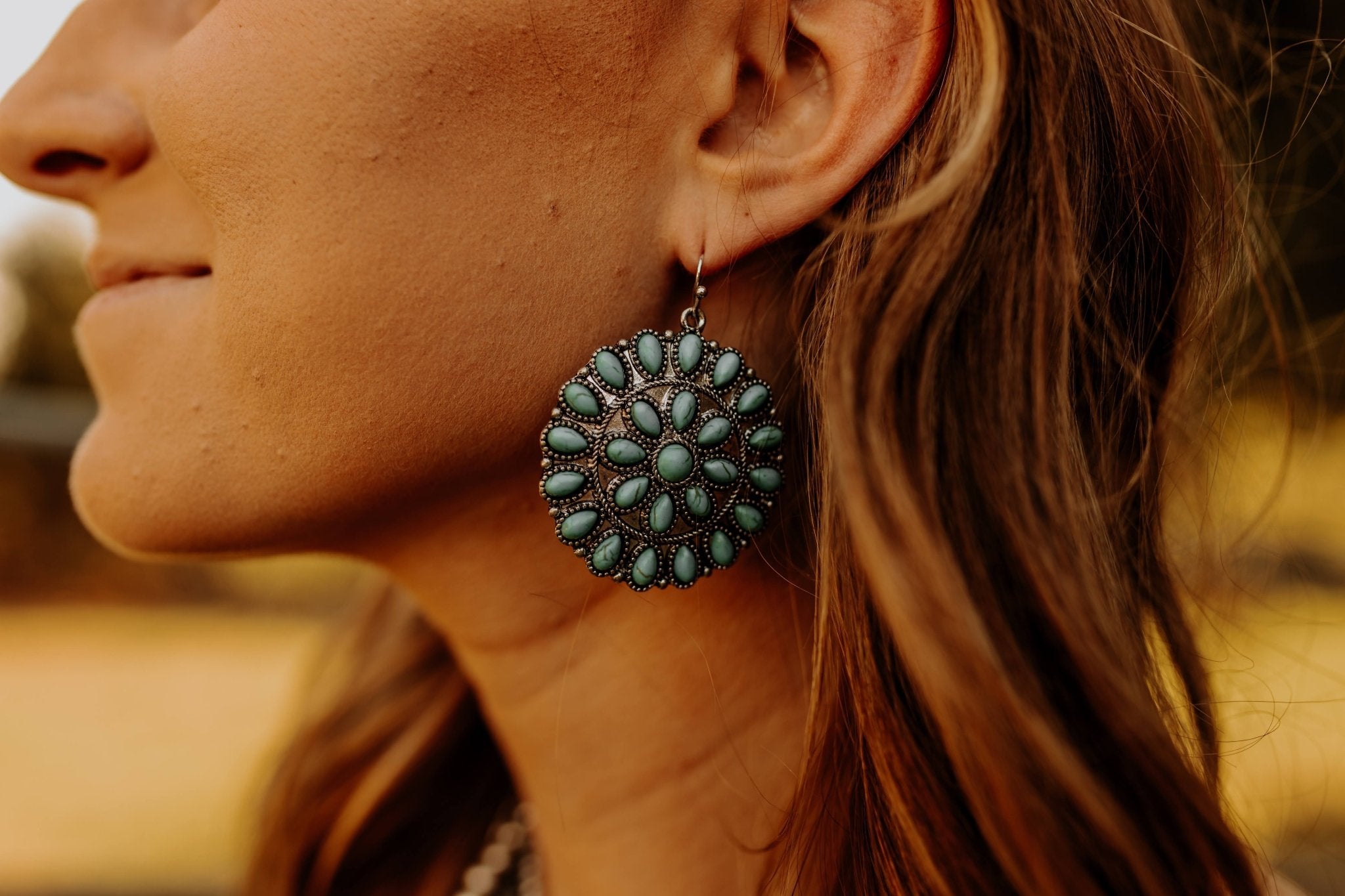 Large Turquoise Cluster Drop EarringsTurquoiseOS