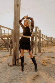Long Sleeve Abstract Mesh TopBlackS
