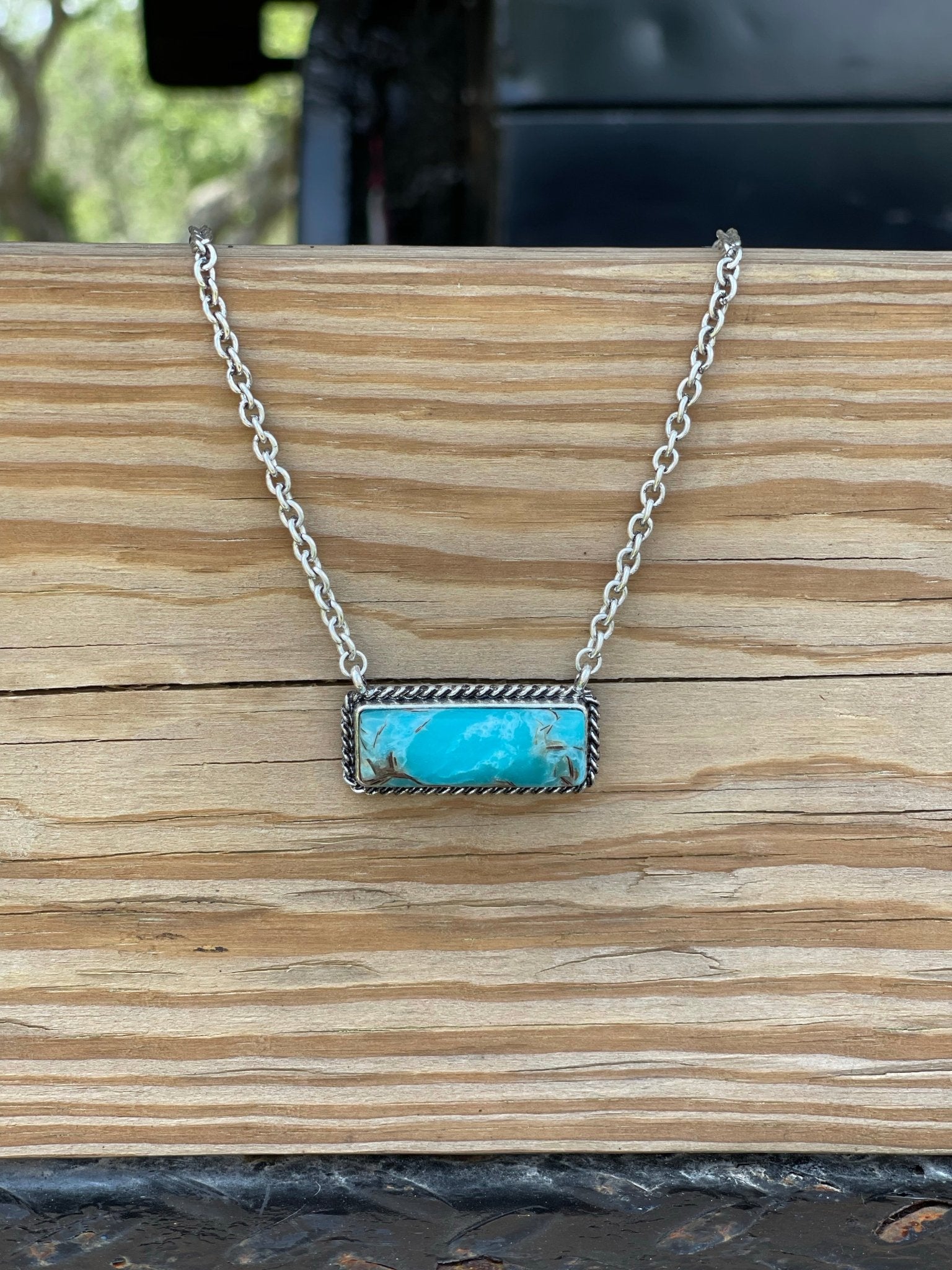 Marbled Turquoise Bar NecklaceTurquoiseOS