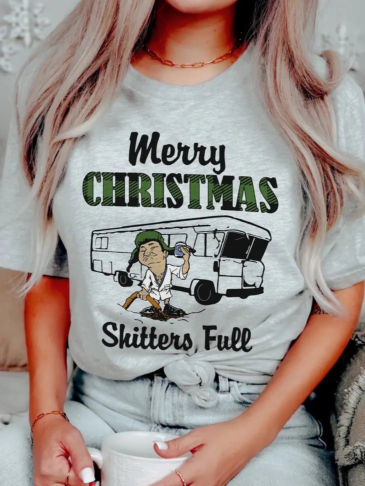 Merry Christmas Shitters Full Graphic TeeGreyS