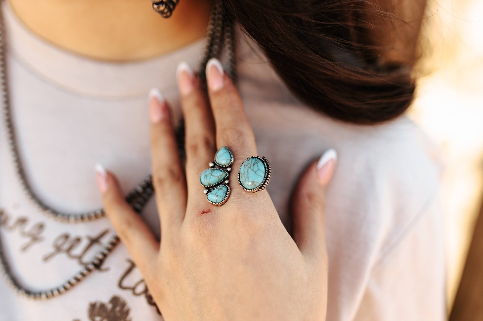 Multi Stone Turquoise Cuff RingTurquoiseOS