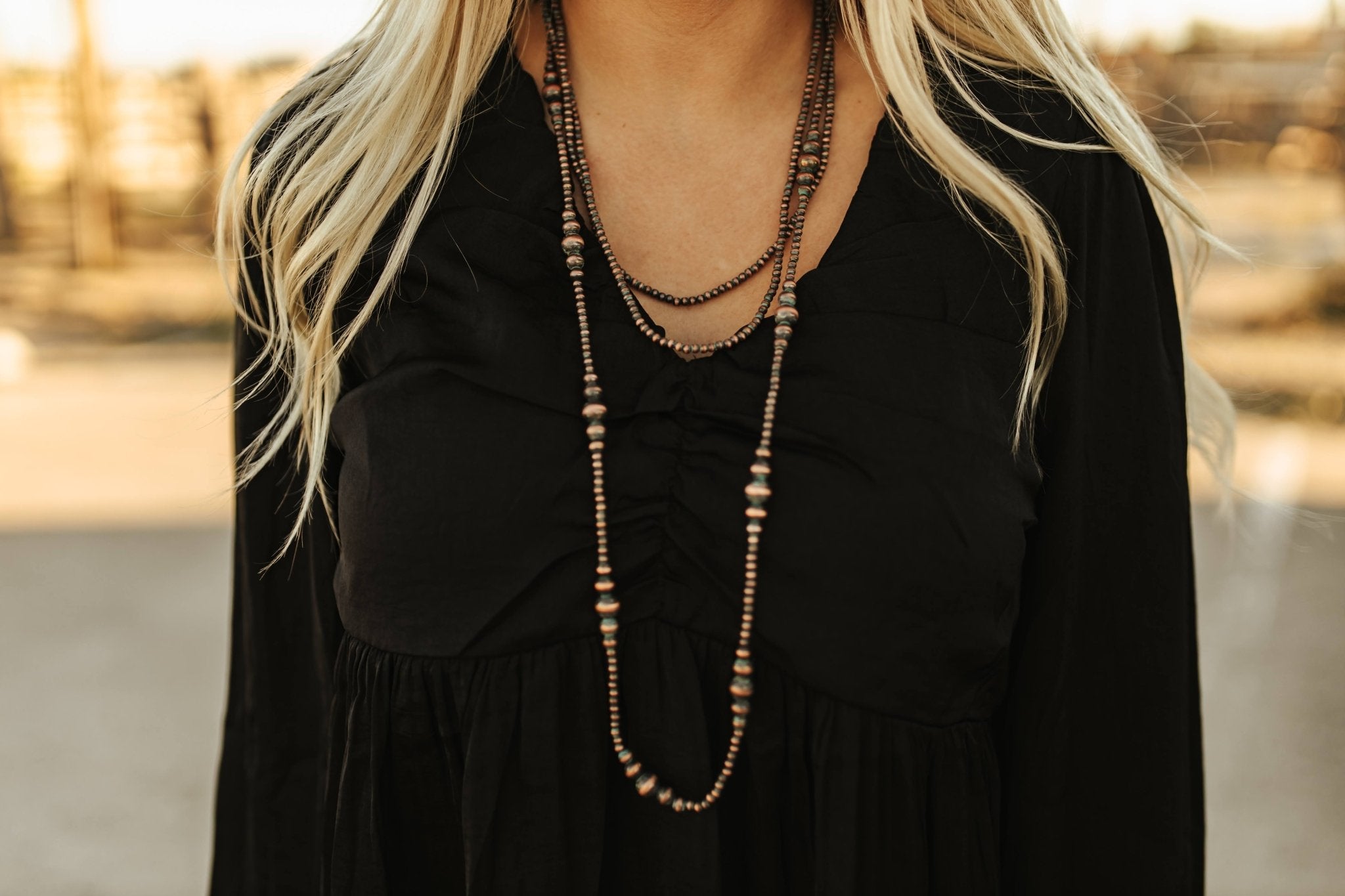 Multi-Strand Navajo Pearl Layered NecklacePatinaOS