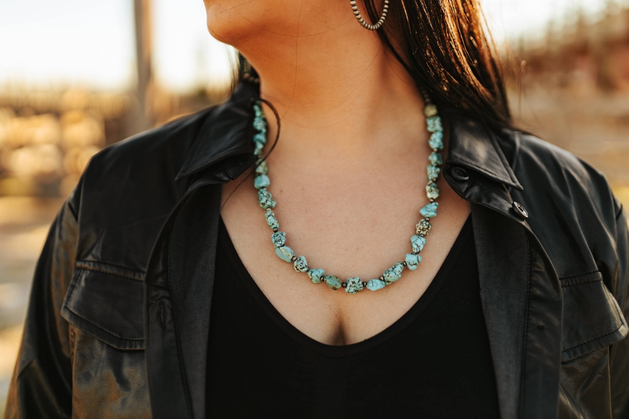 Natural Turquoise and Pearl NecklaceTurquoiseOS