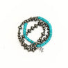 Navajo Pearl and Turquoise Stretch Bracelet StackMultiOS