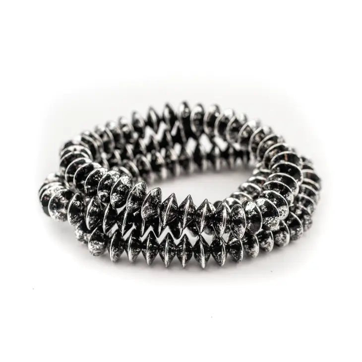 Navajo Pearl Disc Stretch BraceletSilverOS