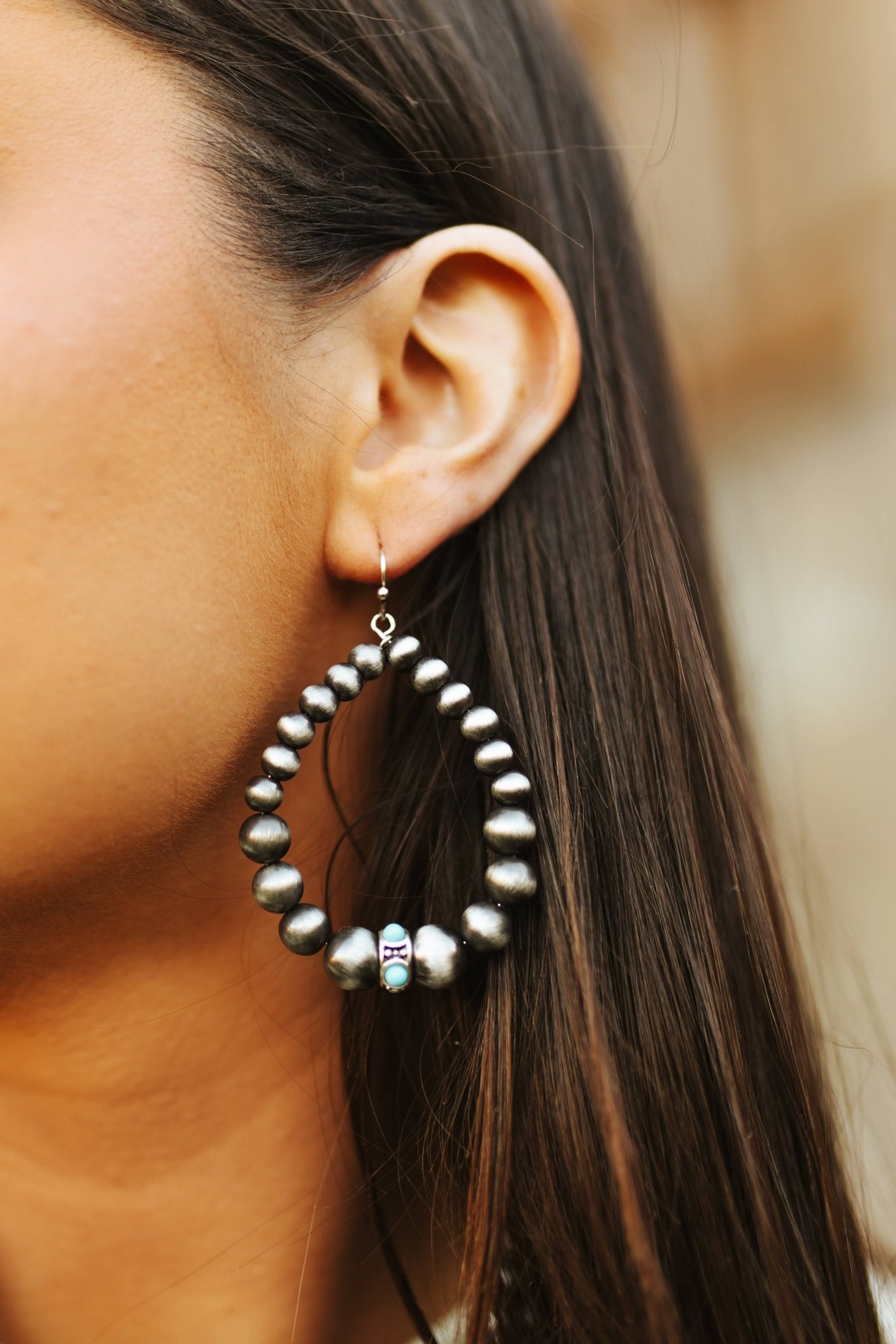 Navajo Pearl Teardrop EarringsSilverOS