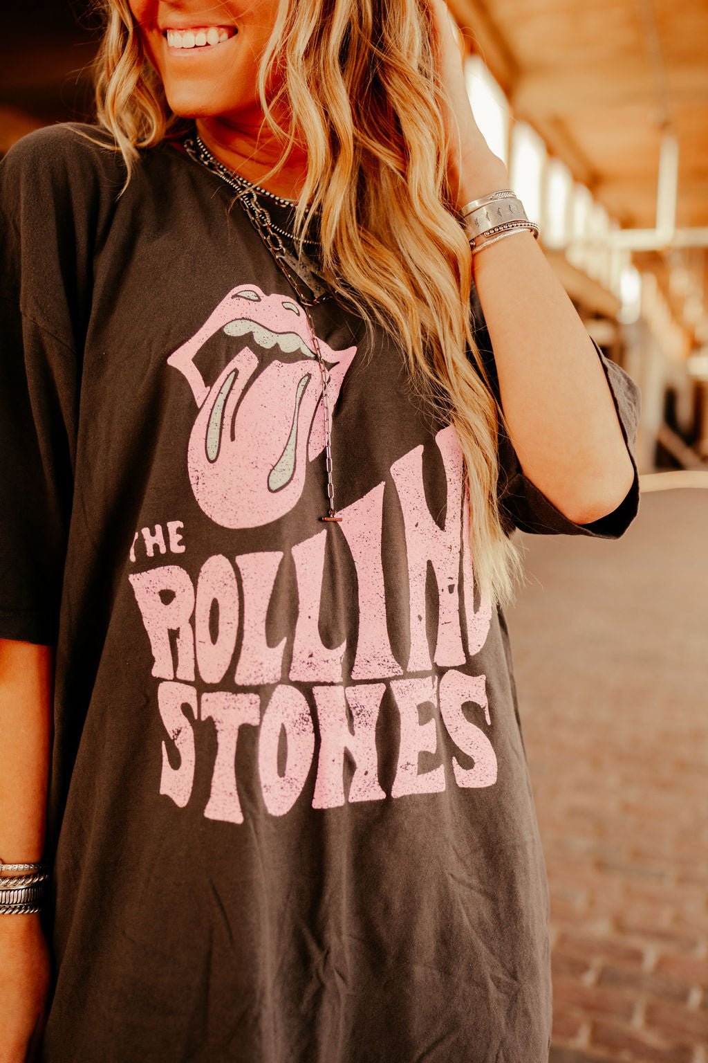 Oversized Rolling Stones Graphic TeeBlackOS