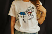 Patriotic USA Horse Western Graphic TeeWhiteS