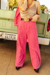 Pink Corduroy High Waisted Wide PantsPinkXS