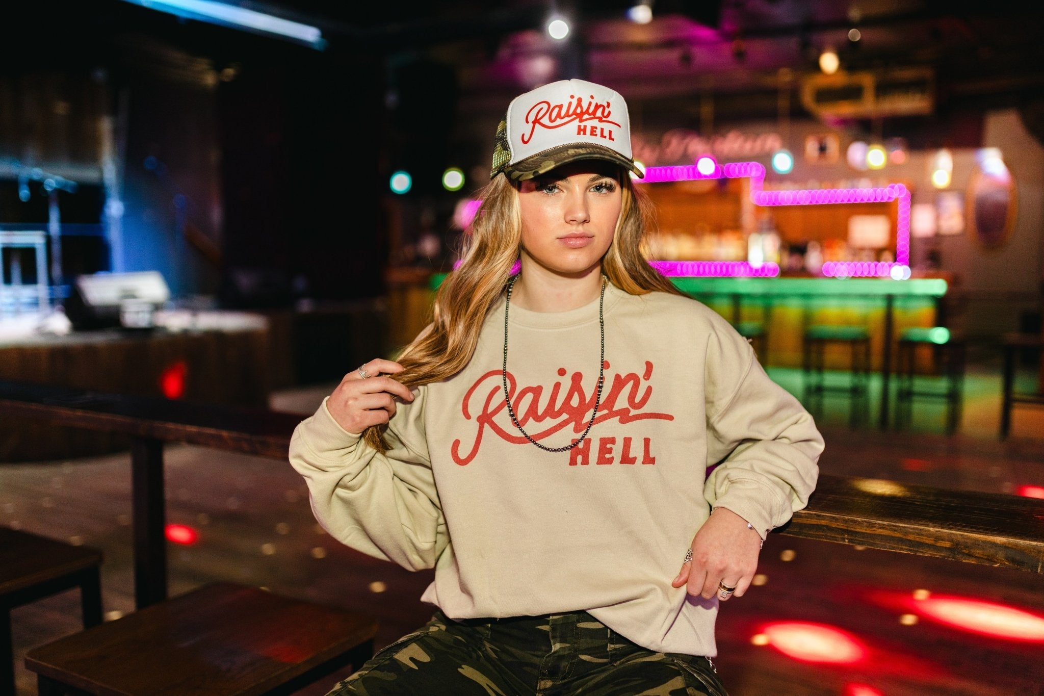 Raisin&#39; Hell Trucker HatCamoOS
