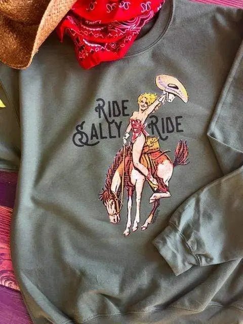 Ride Sally Ride Graphic SweatshirtGreenS