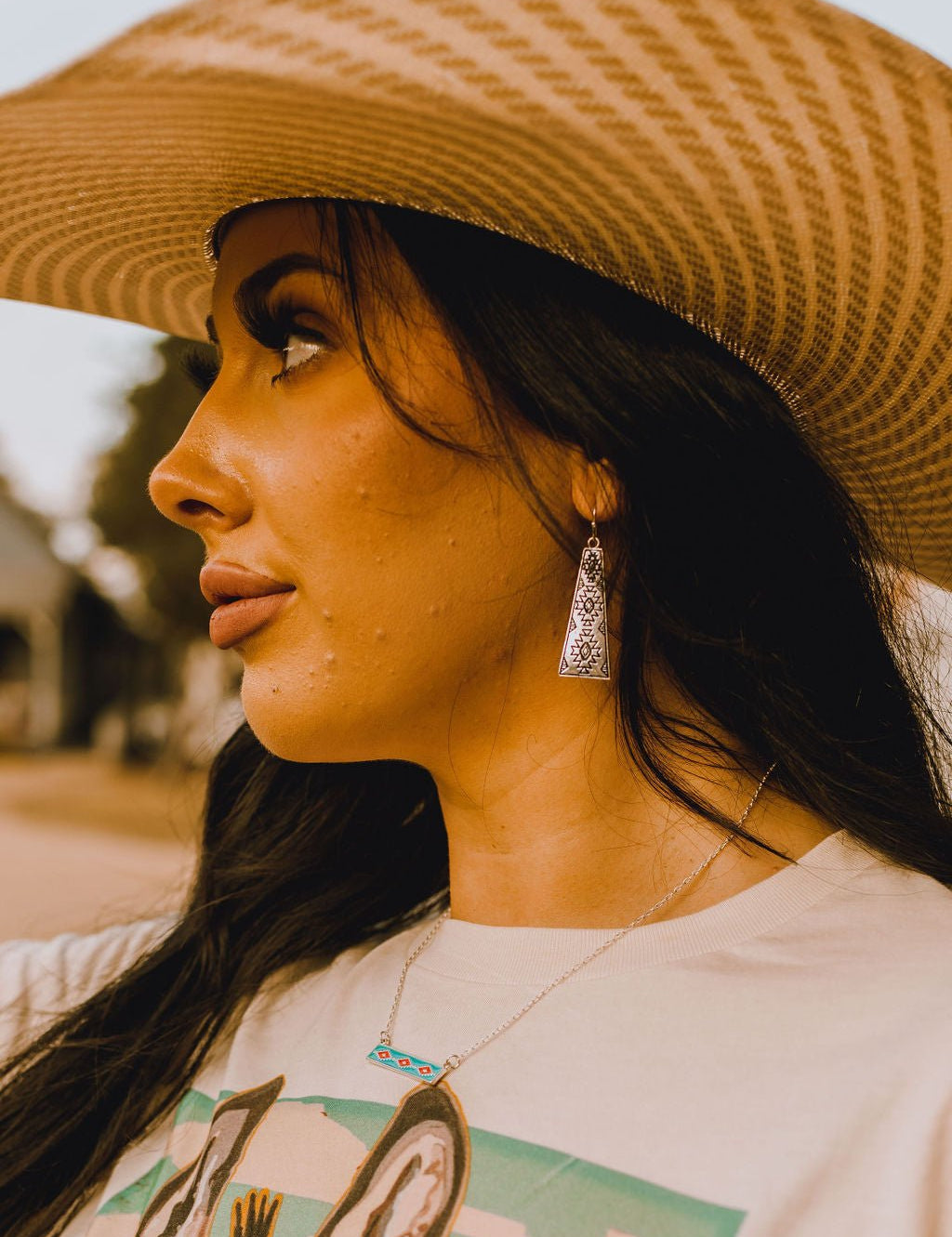 Silver Burnished Aztec EarringsSilverOS