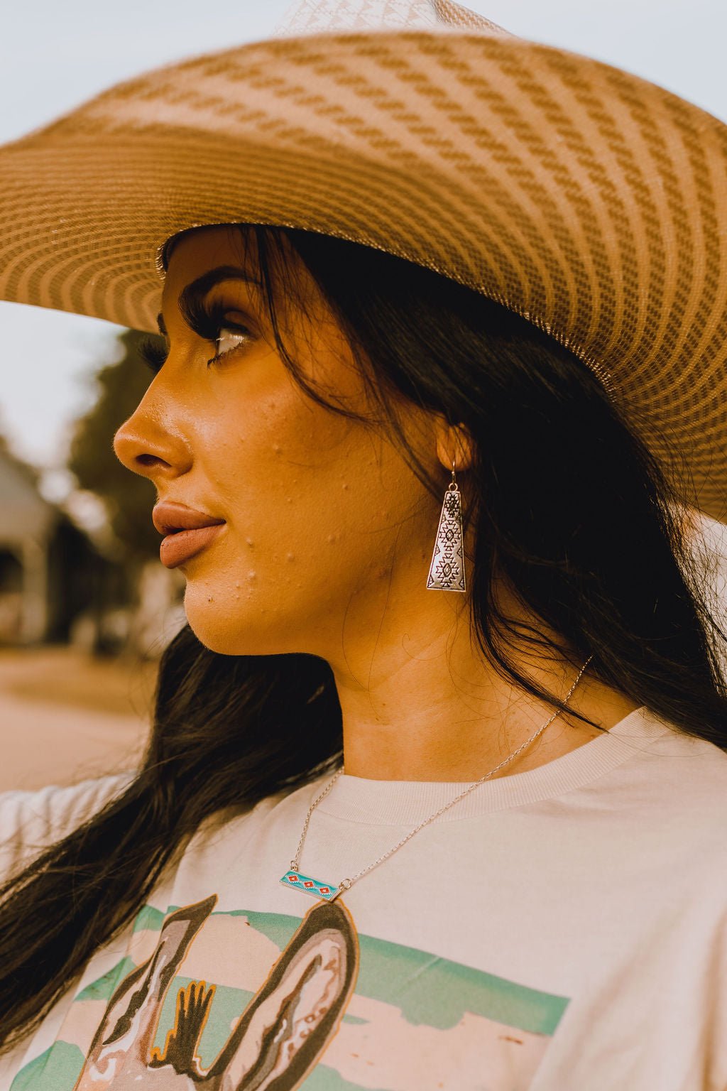 Silver Burnished Aztec EarringsSilverOS