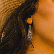 Silver Burnished Aztec EarringsSilverOS
