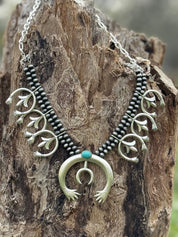 Silvertone Squash Blossom NecklaceSilverOS