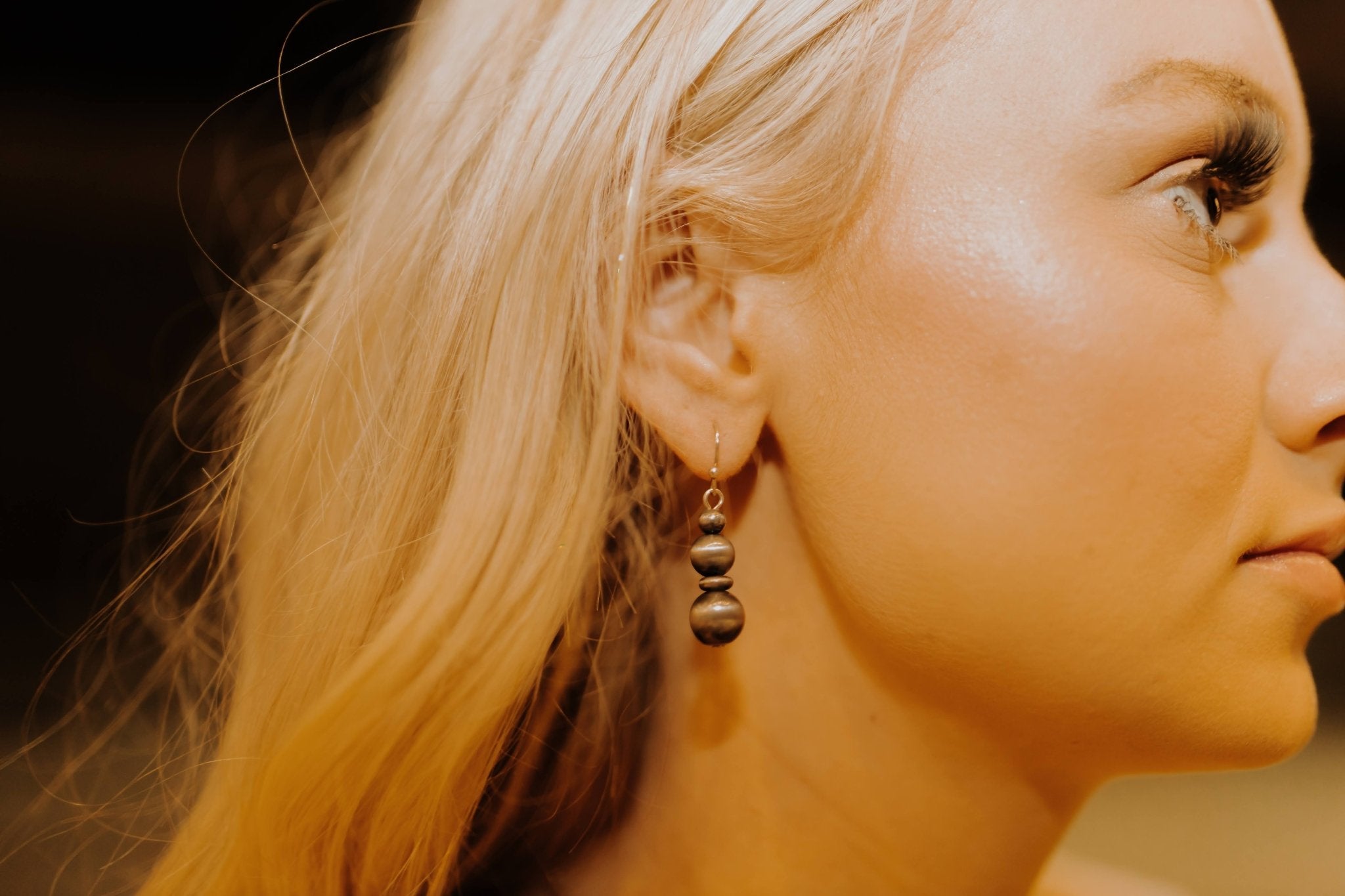 Stacked Navajo Bead EarringsSilverOS