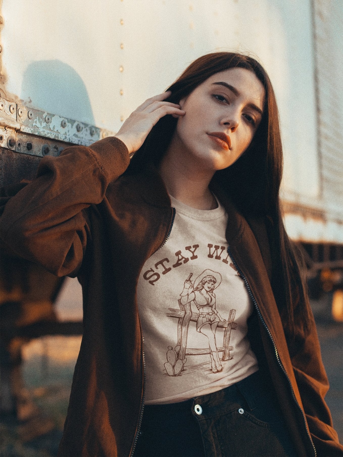 Stay Wild Cowgirl Graphic TeeBeigeS
