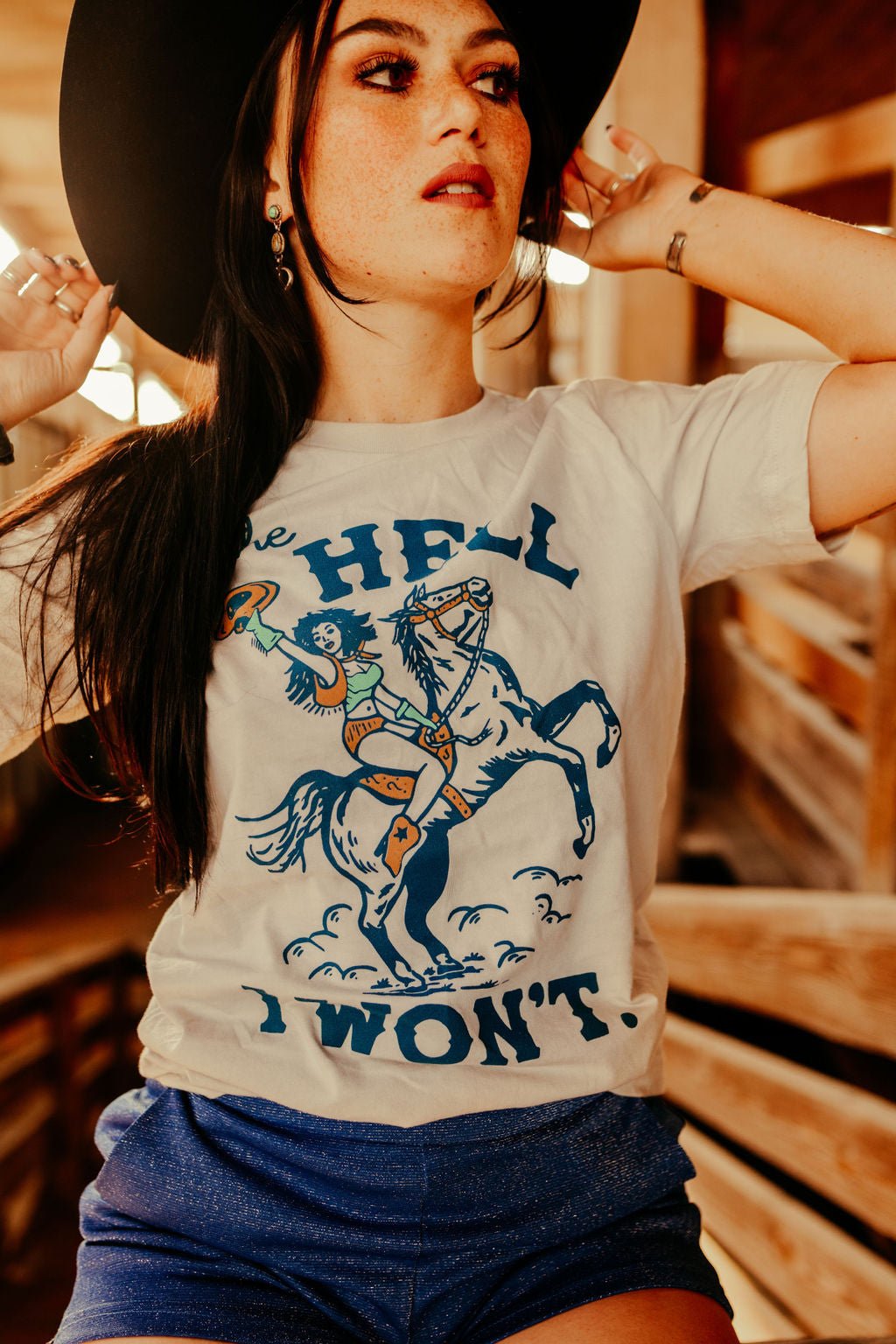 The Hell I Won&#39;t Cowgirl Graphic TeeTanS