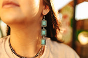 Trio Turquoise Stones Drop EarringsTurquoiseOS