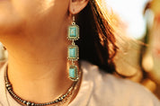 Trio Turquoise Stones Drop EarringsTurquoiseOS