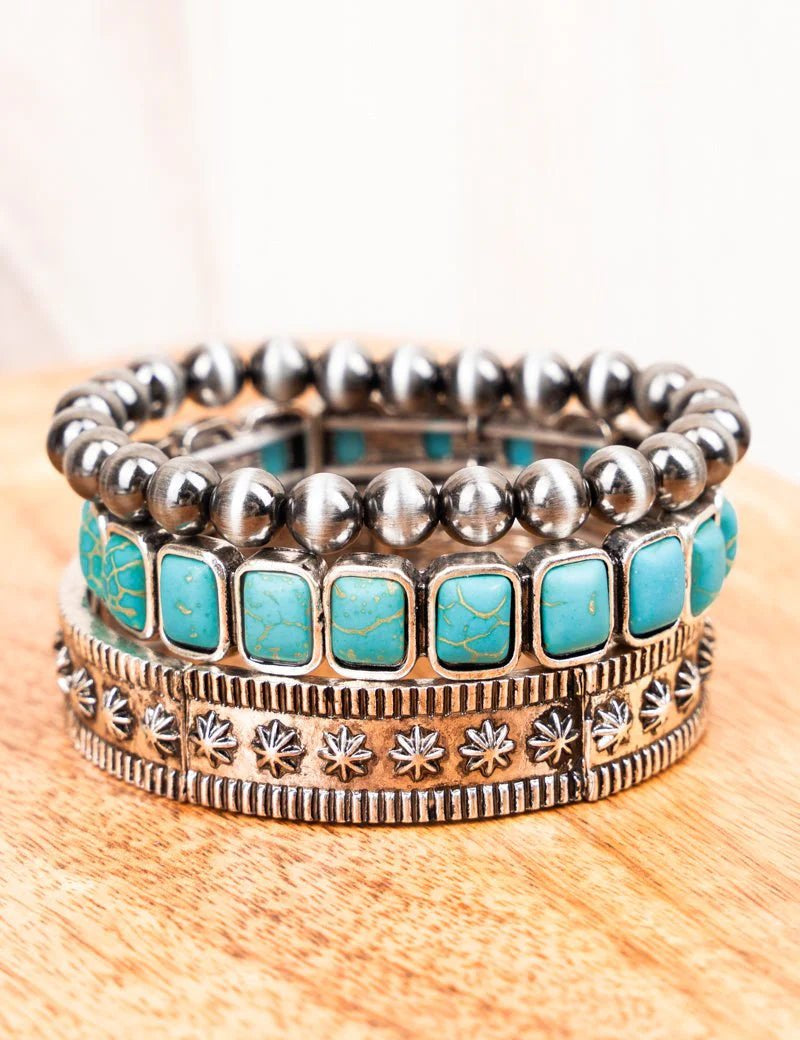 Turquoise and Navajo Pearl Bracelet StackMultiOS