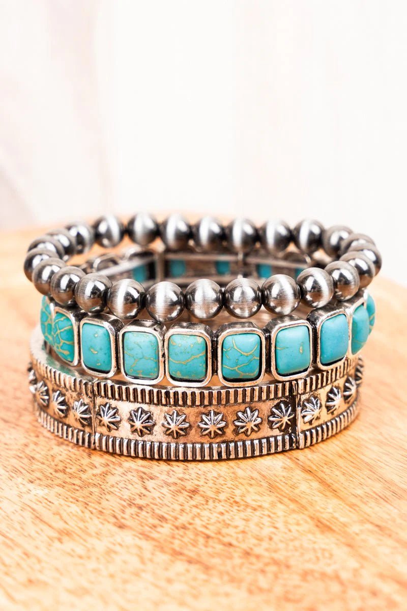 Turquoise and Navajo Pearl Bracelet StackMultiOS