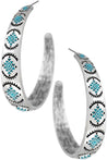Turquoise Aztec Textured Hoop EarringsSilverOS