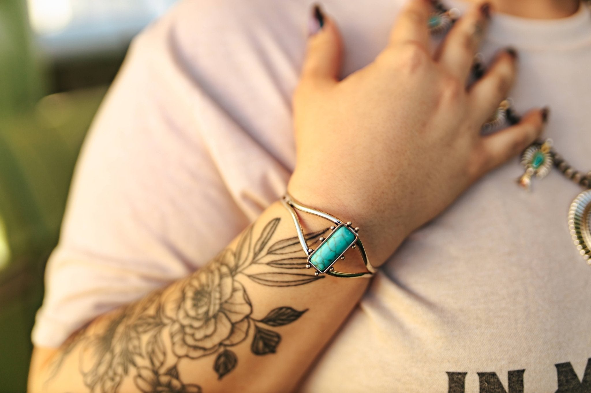 Turquoise Bar Cuff BraceletTurquoiseOS