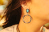 Turquoise Barbed Wire Dangle Hoop EarringsSilverOS