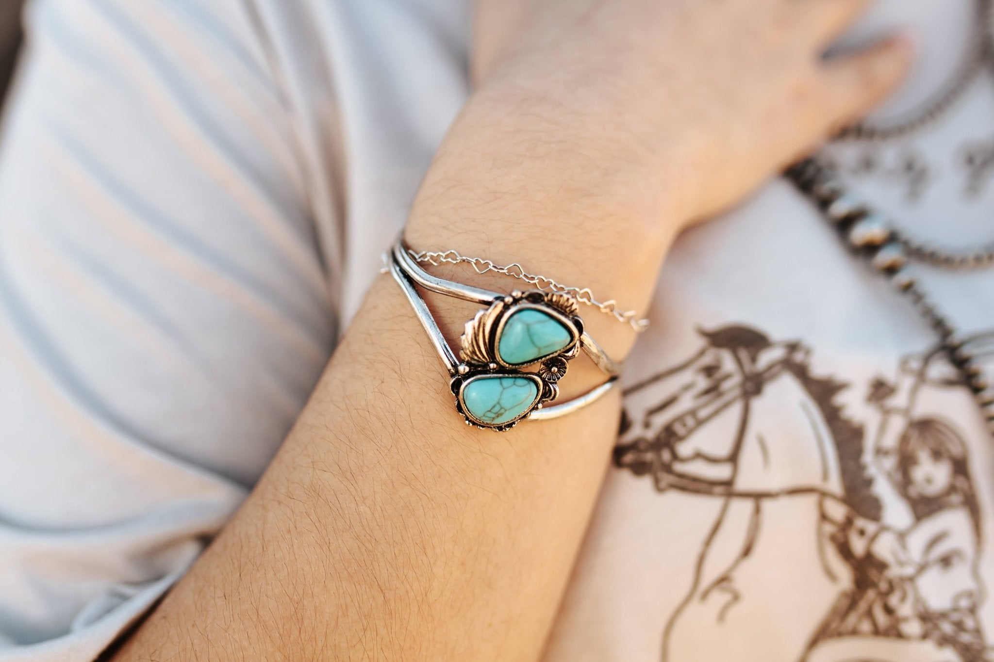 Turquoise Boho Cuff BraceletTurquoiseOS