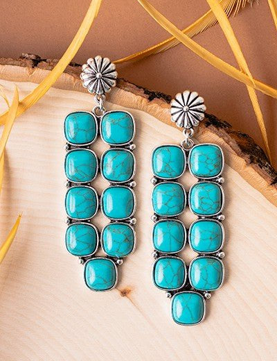 Turquoise Cluster Concho Drop EarringsTurquoiseOS