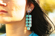 Turquoise Cluster Concho Drop EarringsTurquoiseOS