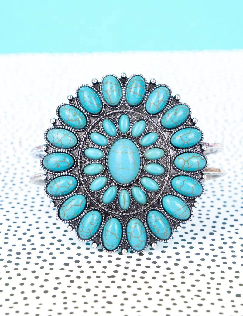 Turquoise Cluster Hinge BraceletTurquoiseOS