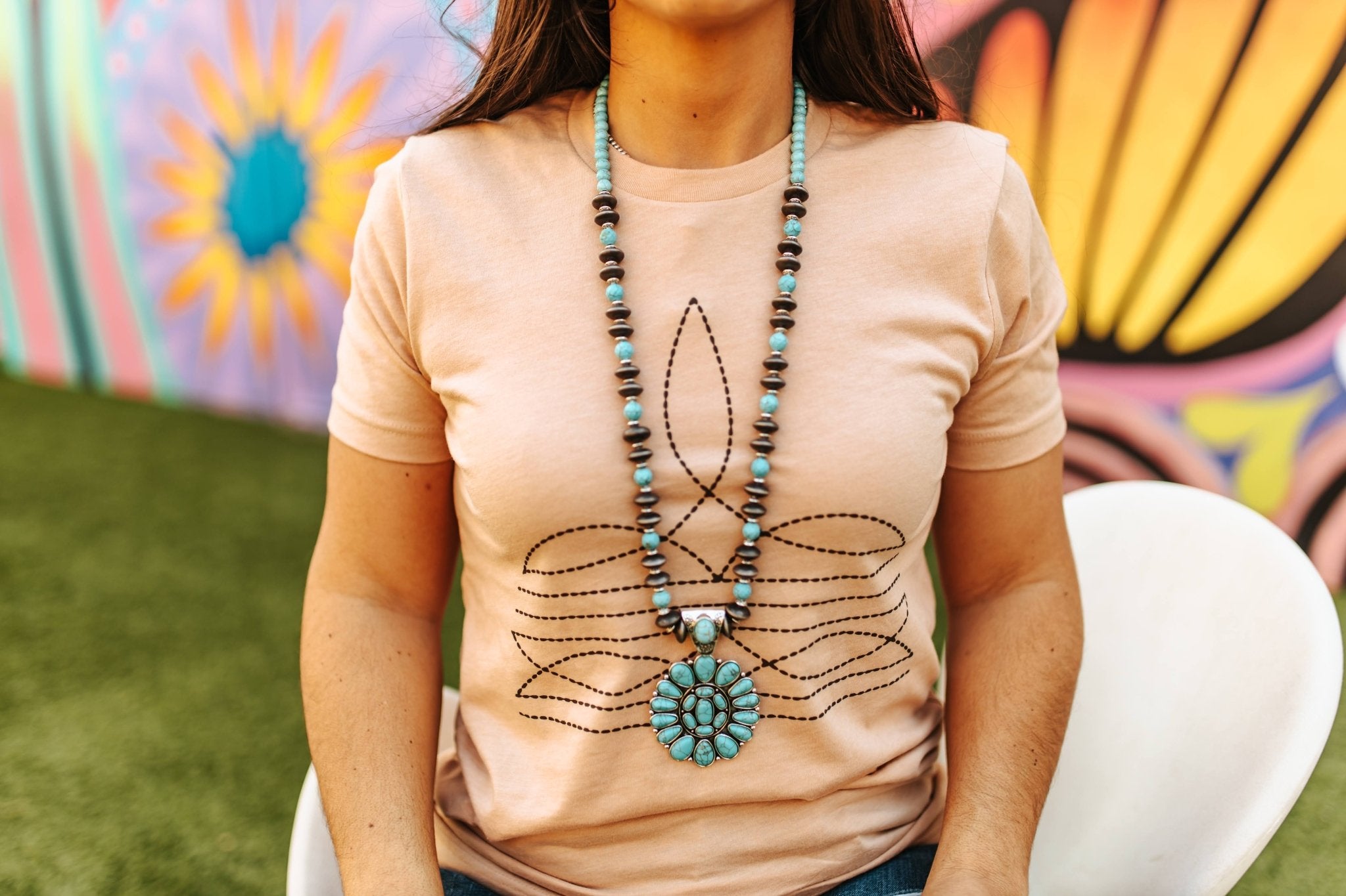 Turquoise Cluster Pendant NecklaceTurquoiseOS