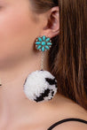 Turquoise Cluster Pom Pom EarringsTurquoiseOS